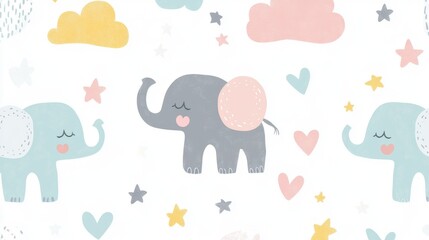Fototapeta premium Creating whimsical patterns with cute elephants digital art seamless design playful environment artistic perspective gigapixel quality