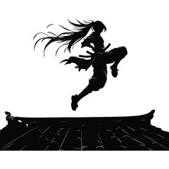 Vector silhouette of a Samurai 