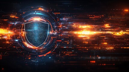 Obraz premium Digital Shield Cyber Security Network (1)