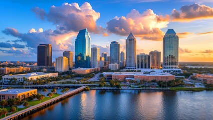 Panoramic skyline view of downtown tampa florida