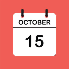 October 15. Daily Calendar icon for design. Simple design for business brochure, flyer, print media, advertisement. Easily editable.