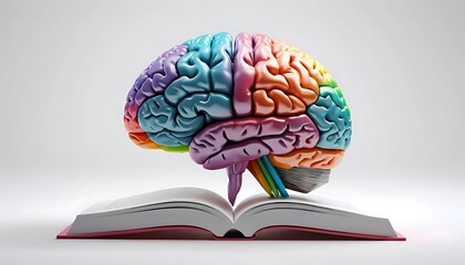 human brain with book