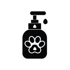 a vector icon of a liquid soap dispenser with a paw print.