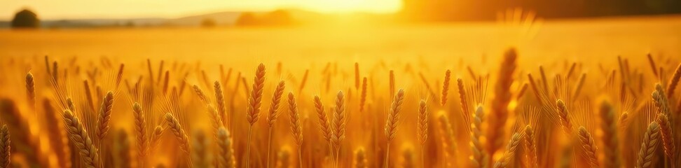 Wheat field with warm light and gentle shadows, wheat, golden hour