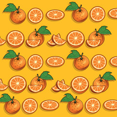 Orange seamless with ilustration and beautiful concept
