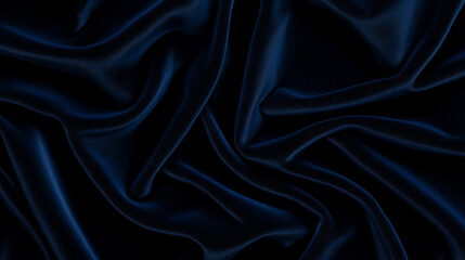 Fototapeta premium Dark blue silk fabric texture, luxurious smooth folds and elegant drapery with soft lighting, high-resolution background for design and fashion 