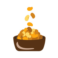 Roasted broad beans snack icon, fried vicia faba, spicy legume, crispy big beans chips for salads