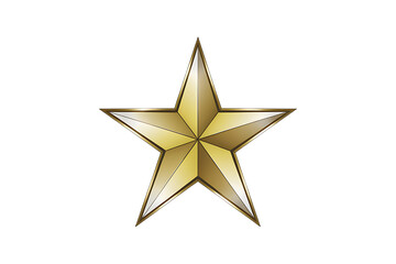Obraz premium A Gleaming Golden Five-Pointed Star Graphic Design Isolated, Transparent Background, Cutout