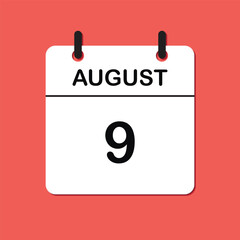 August 9. Daily Calendar icon for design. Simple design for business brochure, flyer, print media, advertisement. Easily editable.