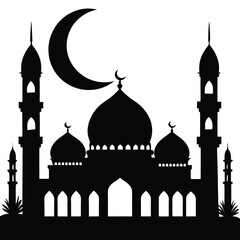 silhouette of mosque in night
