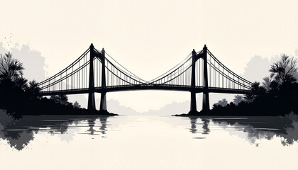 Obraz premium Elegant bridge silhouette in monochrome, artistic expression