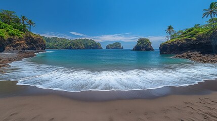 Tropical Cove with Black Sand Beach