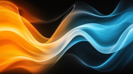 Obraz premium Abstract Orange And Blue Waves Flowing On Black Background