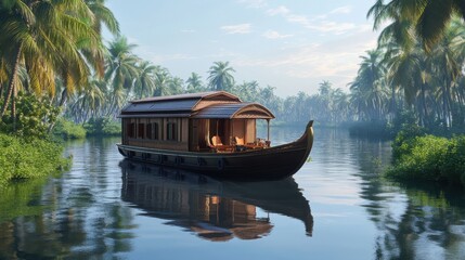 houseboat floating on serene backwaters of Alappuzha