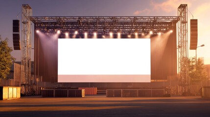 Obraz premium Large Blank Stage at Sunset for Concert or Event