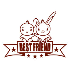 Best Friend Team Rabbit Bird 2 Two Hands Holding Design Lover Art Vector Illustration Card T-Shirt Poster Sticker Graphic Print Decorative Drawing Isolated Logo Decoration Symbol Creative Cool Style
