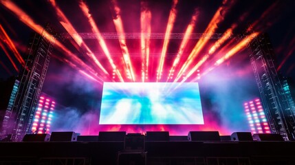 Obraz premium Vibrant Concert Stage with Colorful Lighting and Large Screen
