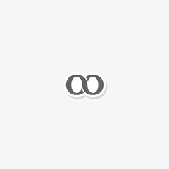 Letter OO infinity logo sticker isolated on gray background