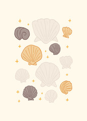 Abstract childlike summer vibe posters template. Modern trendy minimal style. Hand drawn Rounded design for wallpaper, wall decor, print, postcard, cover, template, banner.