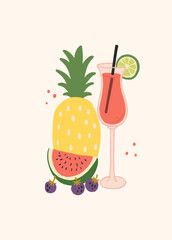 Abstract childlike summer vibe posters template. Modern trendy minimal style. Hand drawn Rounded design for wallpaper, wall decor, print, postcard, cover, template, banner.