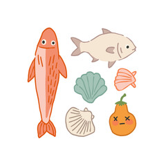 Abstract childlike summer vibe posters template. Modern trendy minimal style. Hand drawn Rounded design for wallpaper, wall decor, print, postcard, cover, template, banner.