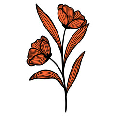 Obraz premium Line Art Leaves Design Illustration