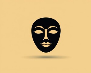 Clean line drawing of a theatre mask with modern simplicity, Theatre Arts, Minimalist illustration