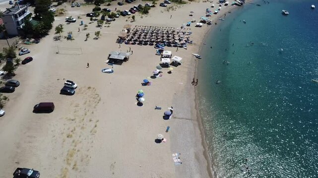 Aerial video over the island of Thassos in the Astrida Greece area