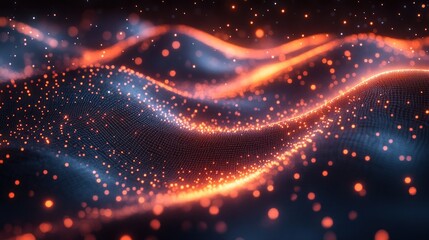 Obraz premium Abstract Glowing Particle Waves: Digital Art