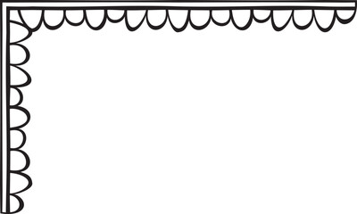 L-shaped border with curved lines within a line. Vector illustration made with lines creating an L-shaped border