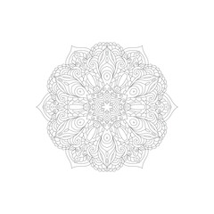 Vector Black and White Mandala Pattern. Intricate Spiritual Lace Tattoo with Islamic, Arabic, Indian, and Ottoman Influences. Zentangle inspired image to color.