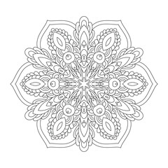 Black and White Intricate Zentangle Mandala Coloring Page – Detailed Hand-Drawn Pattern for Relaxation, Mindfulness, and Stress Relief