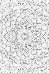 Vector Black and White Mandala Pattern. Intricate Spiritual Lace Tattoo with Islamic, Arabic, Indian, and Ottoman Influences. Zentangle inspired image to color.