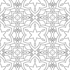 Vector Black and White Mandala Pattern. Vibrant Spiritual Lace Tattoo with Islamic, Arabic, Indian, and Ottoman Influences. Zentangle inspired image to color.