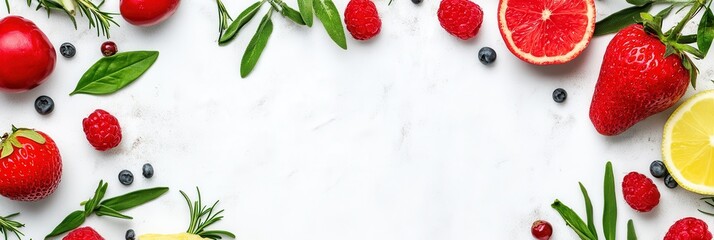 Vibrant Red Fruits and Berries on White Background
