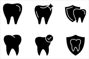 Dental related icons, thin vector icon set, black and white kit.