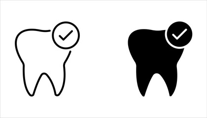 Dental related icons, thin vector icon set, black and white kit.
