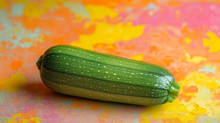 Vibrant Green Zucchini on Colorful Background