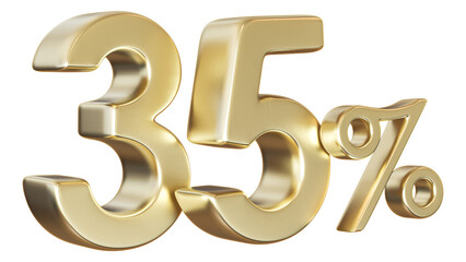 35 Percent Off Sale Golden Number Discount 3D Render