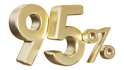 95 Percent Off Sale Golden Number Discount 3D Render