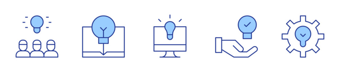 idea, light bulb, solution, gear. Creativity Icon vector illustration. Line Duotone style. Editable stroke