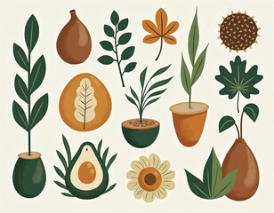set of flowers in pots - Graphic elements