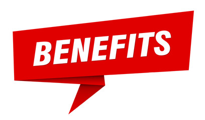 benefits banner. benefits speech bubble, label, sticker, sign template