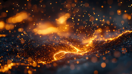A dynamic abstract background with molten iron flows and glowing metallic details. Molten Light. Illustration