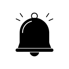 Notification bell icon silhouette vector flat illustration design on white background. Bell vector.