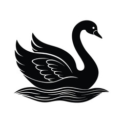 swan gliding over water silhouette