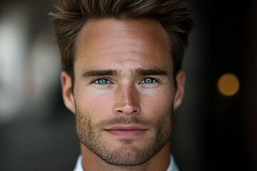 Obraz premium Man portrait close up, handsome male portrait close up