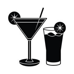 classic bar cocktails silhouette art