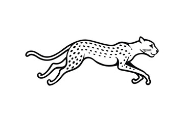 A black and white vector art illustration of a cheetah sprinting.eps