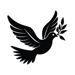 a dove carrying an olive branch silhouette